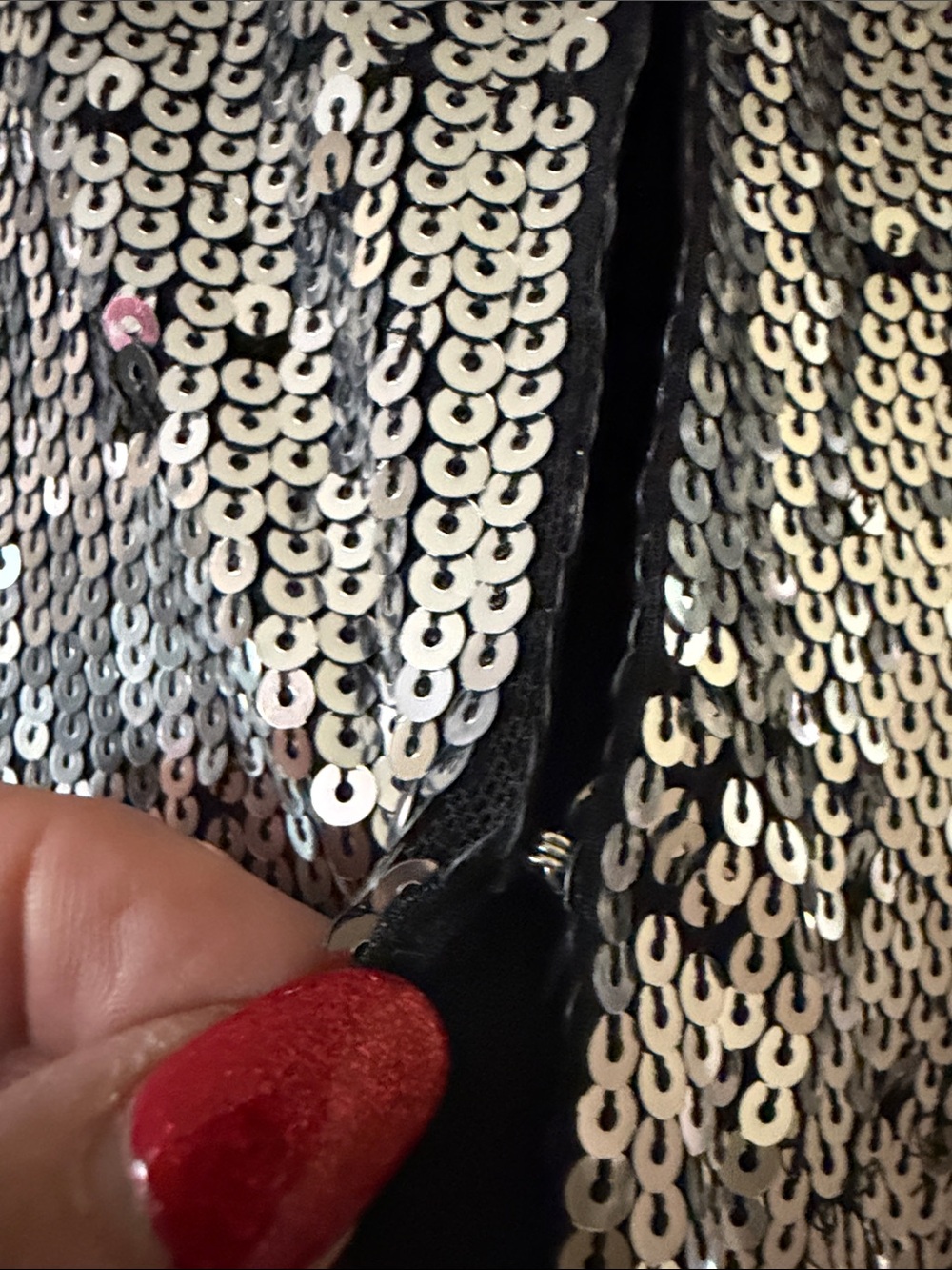 INC International Concepts Silver Sequin Ruffle Hem Jacket - Picture 4 of 5
